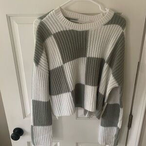 Green and White checkered sweater